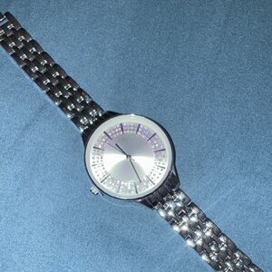 Silver Watch with Crystal Accents